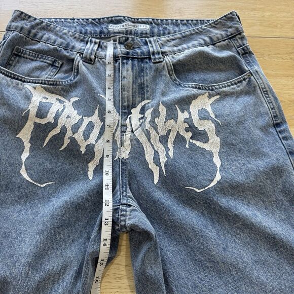 Broken Promises Blue Denim Cobra Baggy Skater Grunge 90’s Y2K Jeans Size 32 EUC - Picture 10 of 14